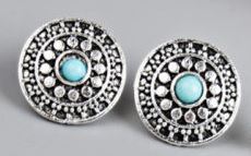 Round Turquoise Studded Earrings