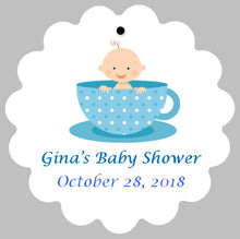 Baby Shower Tag - Teacups - Blue or Pink (set of 30)