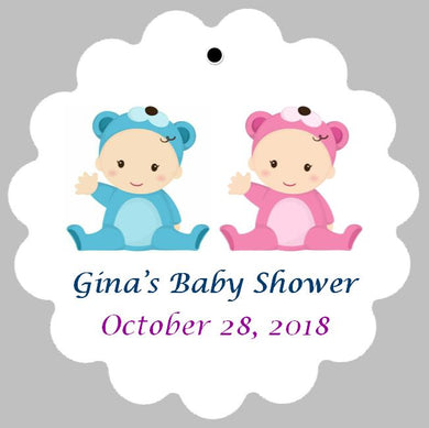 Baby Shower Tags for Twins - Choose Genders (set of 24)