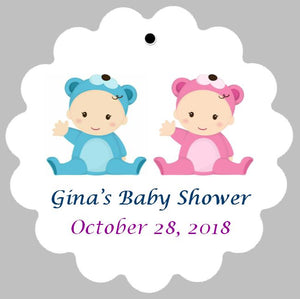 Baby Shower Tags for Twins - Choose Genders (set of 24)