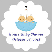 Baby Shower Tags for Twins - Umbrella - Choose Genders  (set of 24)