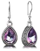 Vintage-Style Purple Teardrop Earrings