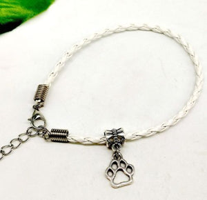 Paw Print Leather Rope Bracelet