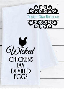 Flour Sack Towel - Wicked Chickens Lay Deviled Eggs