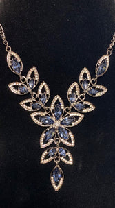 Blue Rhinestone Flower Power Necklace