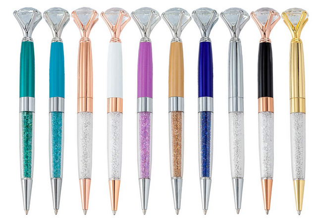 Diamond Topped, Crystal Filled Bling Pens