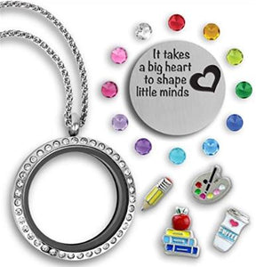 Teacher Charm Locket - Round with Choice of 2 Sayings