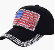 American Flag, Studded Baseball Cap - Black