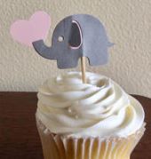 Cupcake Topper - 3D Elephants (24 Pieces)