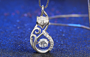 Silver Fox Necklace, Sterling Silver and CZ