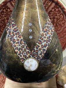 Leopard and Stone Adorned Vase